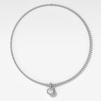 Bezel Set Round Attachable Diamond Pendant with Pavé Knife Edge Bail and Beaded Chain (3mm)