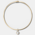 Bezel Set Round Attachable Diamond Pendant with Pavé Knife Edge Bail With Reversible Omega Chain (3mm)