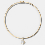 Bezel Set Round Attachable Diamond Pendant with Pavé Knife Edge Bail With Reversible Omega Chain (3mm)