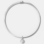 Bezel Set Round Attachable Diamond Pendant with Pavé Knife Edge Bail With Reversible Omega Chain (3mm)