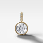 Bezel Set Round Attachable Diamond Pendant with Pavé Knife Edge Diamond Bail