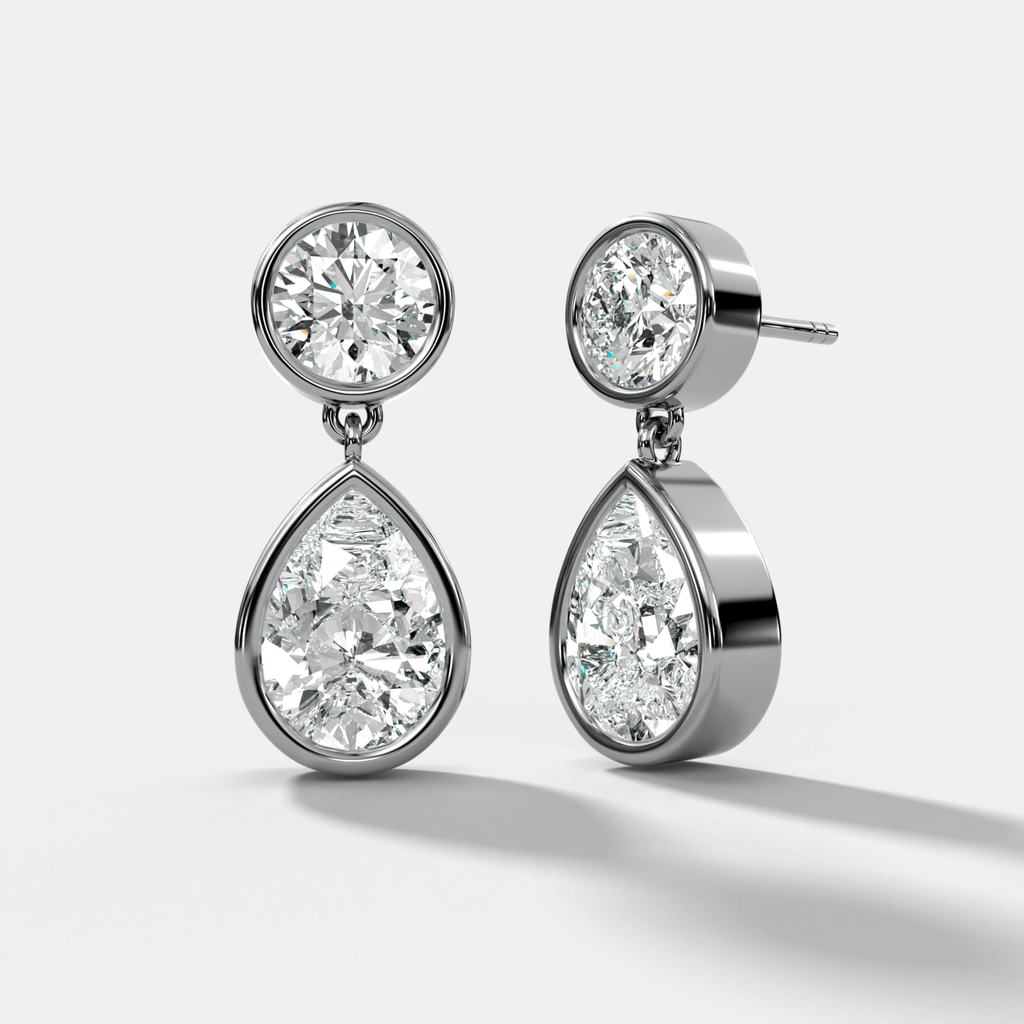 Bezel Teardrop Diamond Earrings