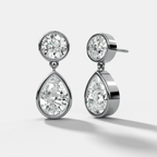 Bezel Teardrop Diamond Earrings