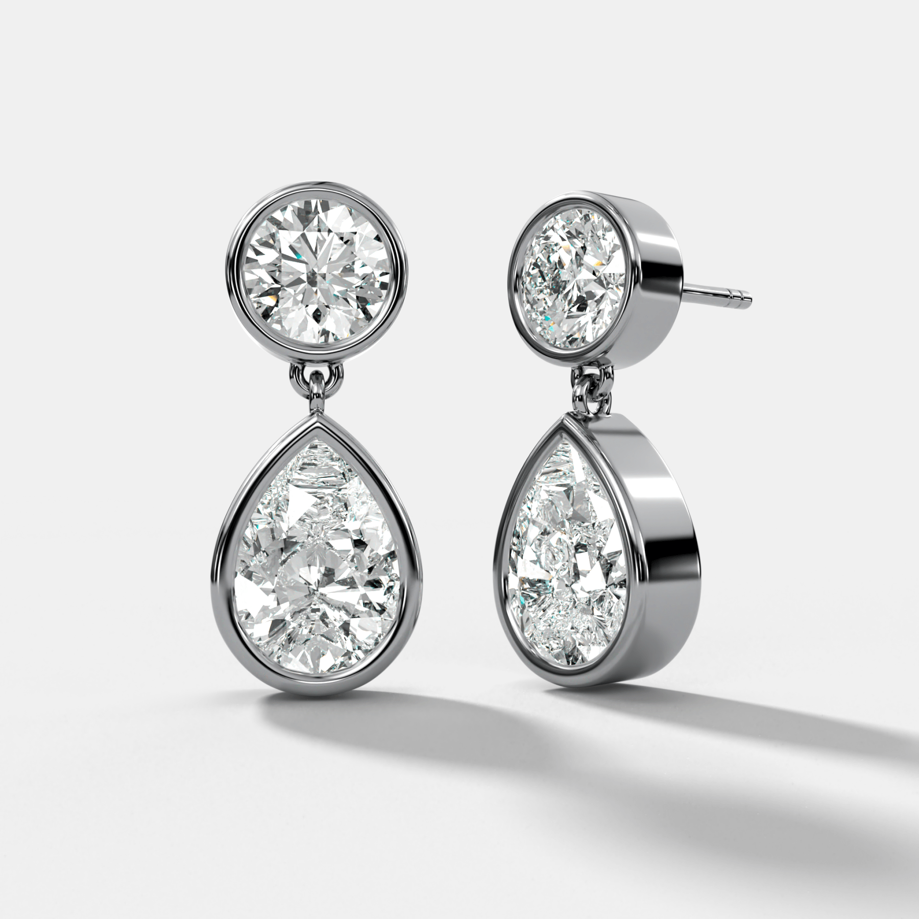 Bezel Teardrop Diamond Earrings