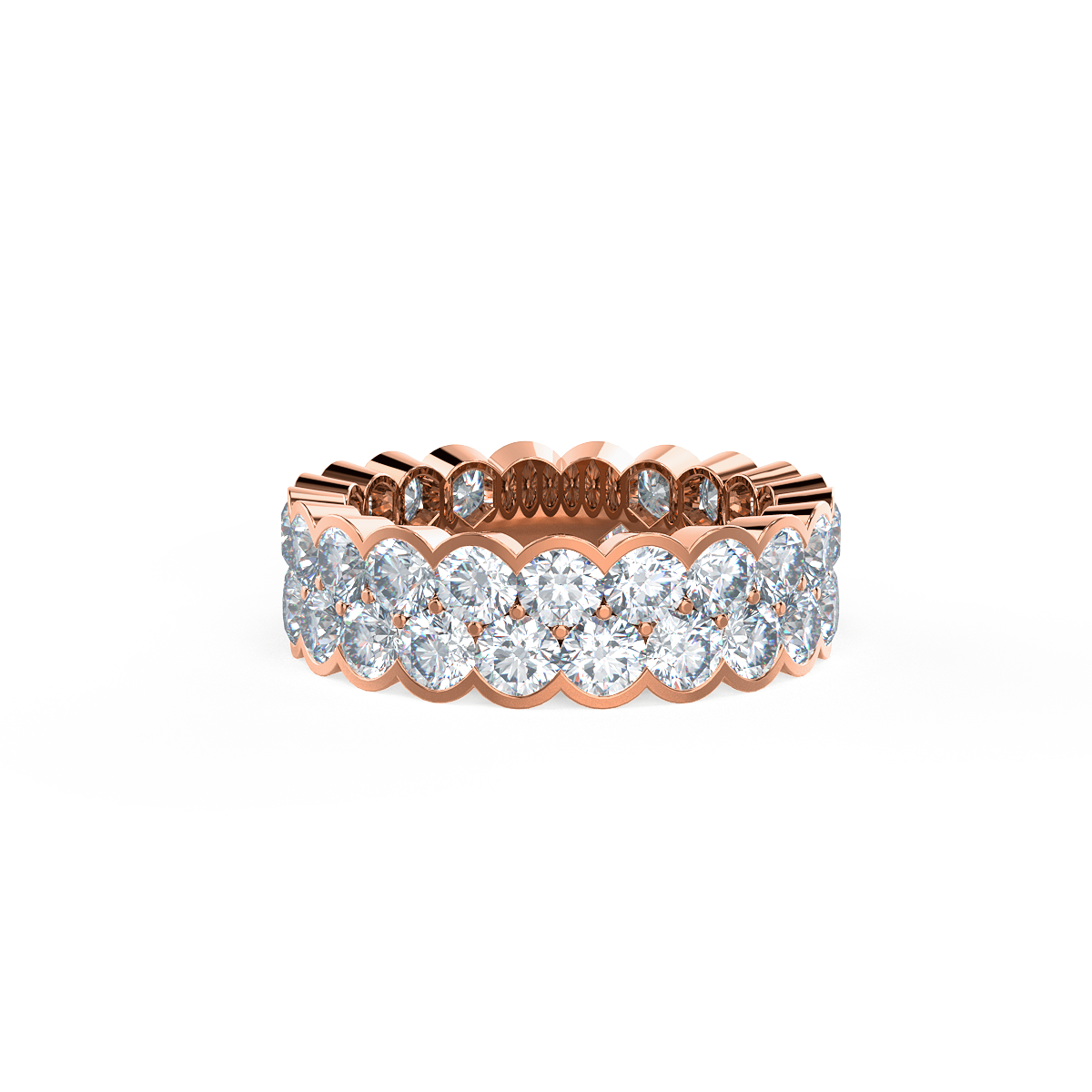 2.0 TCW Round Cut Two Row Setting Moissanite Wedding Band