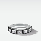 Blackened Midi Bezel Set Halfway Wedding Band With East West Radiant Cut