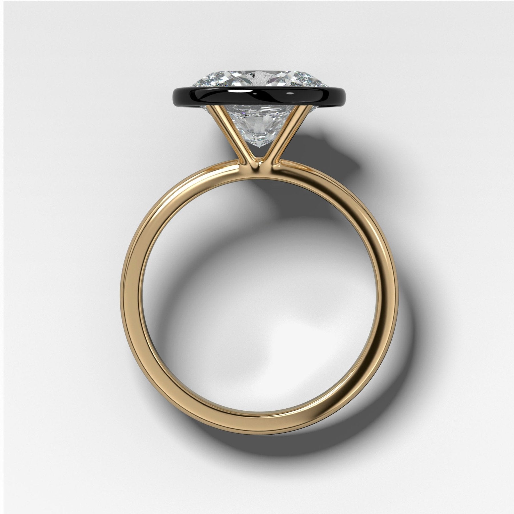 Blackened Penumbra Bezel Set Engagement Ring With East West Oval Cut