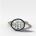 Blackened Penumbra Bezel Set Engagement Ring With East West Oval Cut