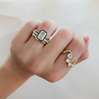 Blackened Penumbra Bezel Set Engagement Ring With Emerald Cut