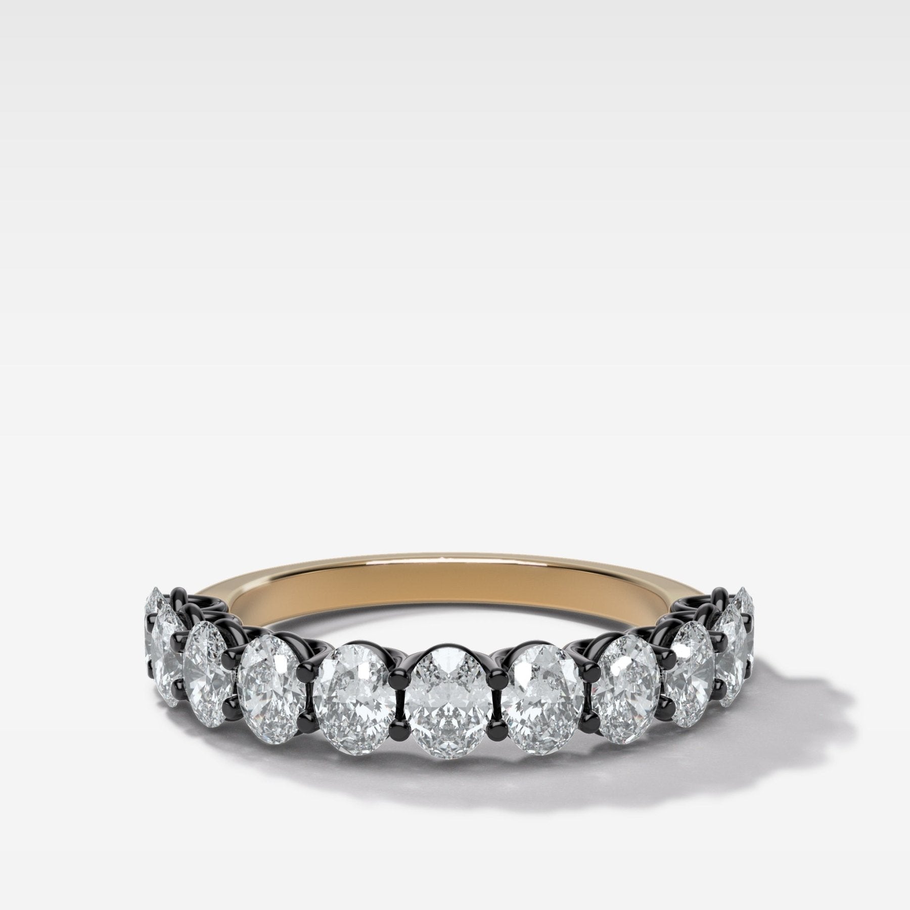 Blackened Petite Shared Prong Wedding Band with Oval Diamonds Main image