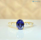 blue oval cut Sapphire gemstone September Birthstone Engagement Ring - DisneyValley