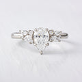 1.33 CT Pear Cut Moissanite Cluster Engagement Ring