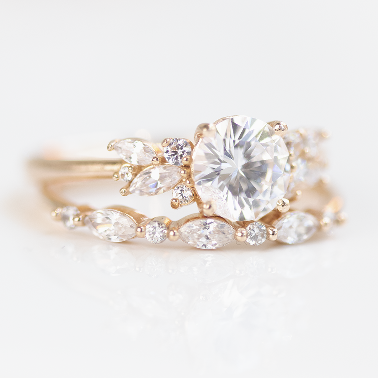 Marquise and Round  Cut Half Eternity Wedding Band