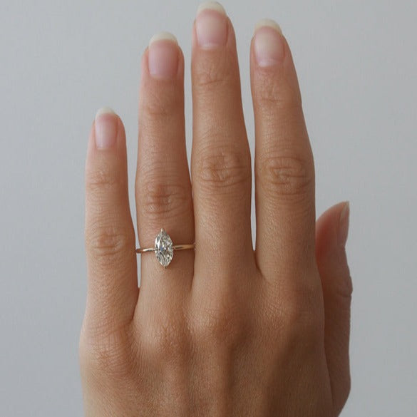 1.27 CT Marquise Cut Diamond Moissanite Hidden Halo Engagement Ring