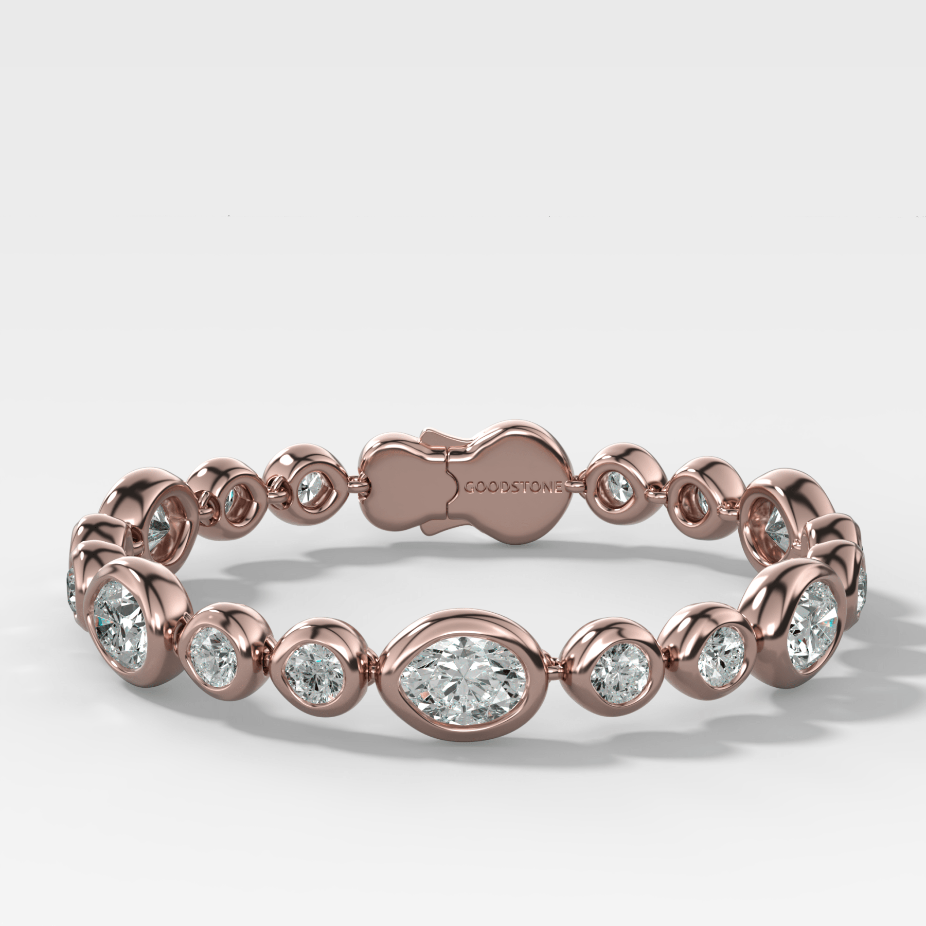 Bubble Diamond Bracelet with Burnished Oval and Round Cuts