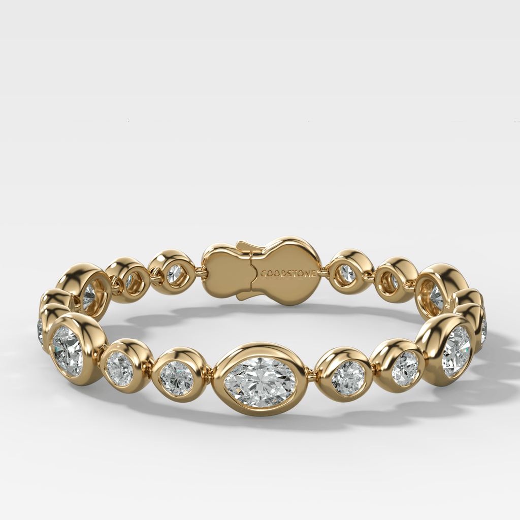 Bubble Diamond Bracelet with Burnished Oval and Round Cuts