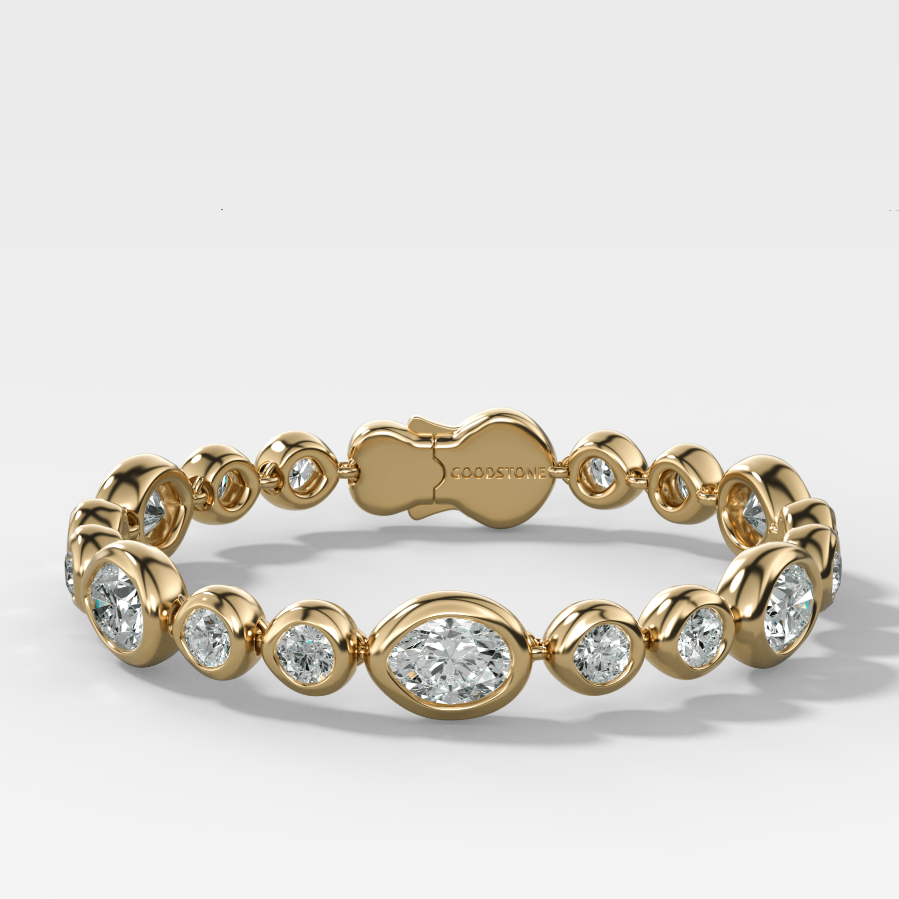 Bubble Diamond Bracelet with Burnished Oval and Round Cuts