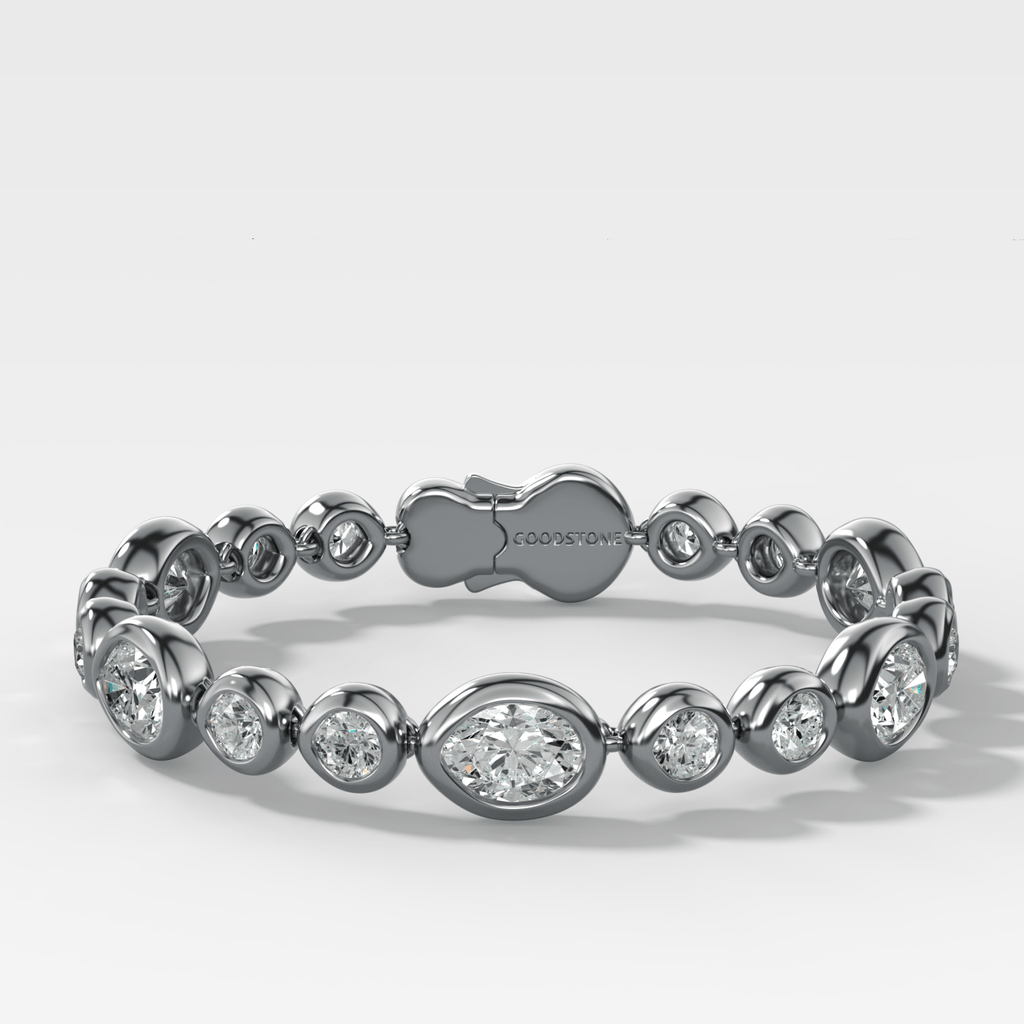 Bubble Diamond Bracelet with Burnished Oval and Round Cuts