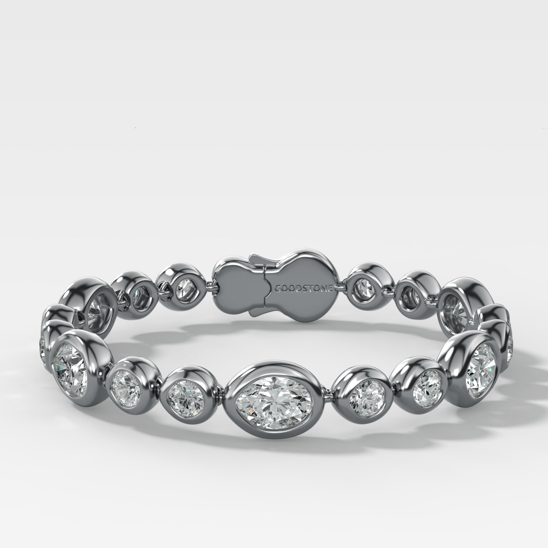 Bubble Diamond Bracelet with Burnished Oval and Round Cuts