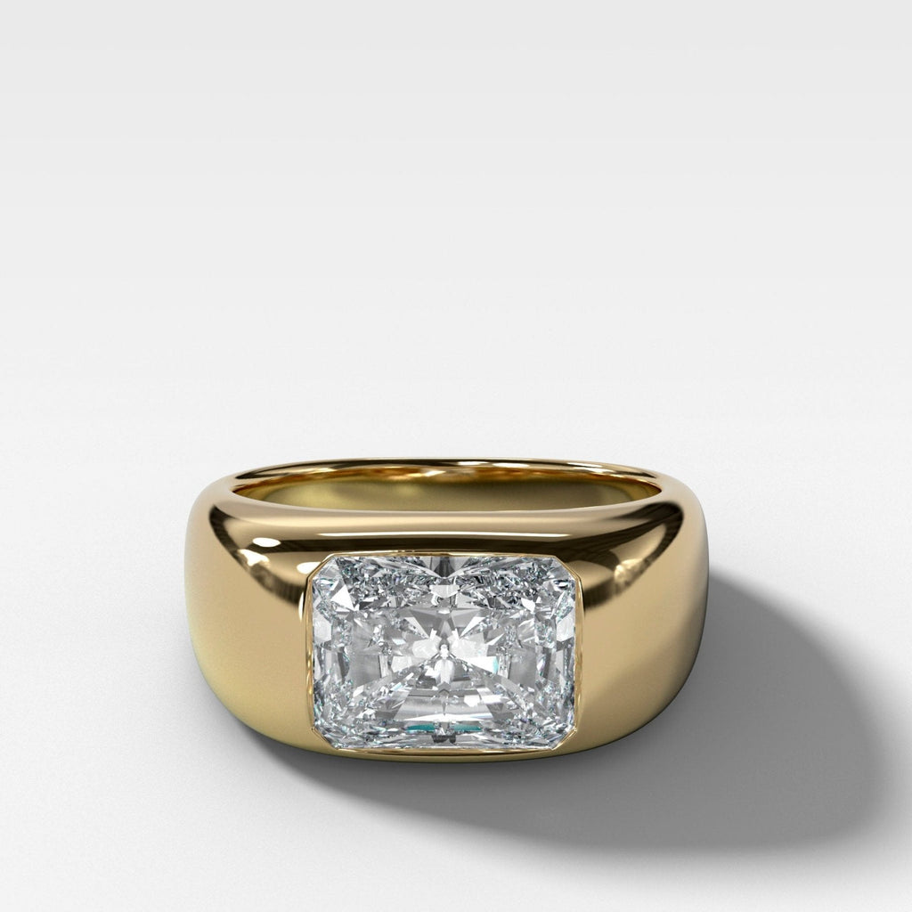 Burnished Solitaire Engagement Ring with 2.51ct Lab Grown Elongated Radiant Cut Diamond