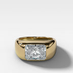 Burnished Solitaire Engagement Ring with 2.51ct Lab Grown Elongated Radiant Cut Diamond