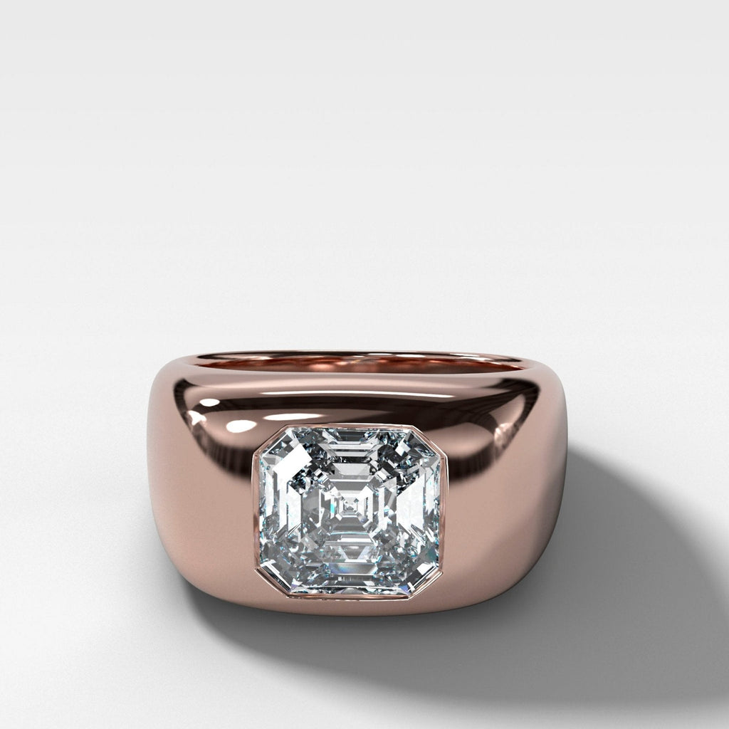 Burnished Solitaire Engagement Ring with Asscher Cut Diamond
