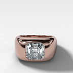 Burnished Solitaire Engagement Ring with Asscher Cut Diamond