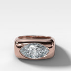 Burnished Solitaire Engagement Ring with Marquise Cut Diamond