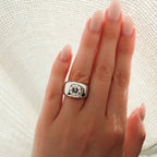 Burnished Solitaire Engagement Ring with Old Euro Cut Diamond