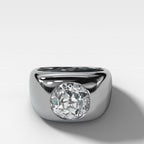 Burnished Solitaire Engagement Ring with Old Euro Cut Diamond