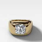 Burnished Solitaire Engagement Ring with Old Mine Cut Diamond