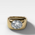 Burnished Solitaire Engagement Ring with Oval Cut Diamond