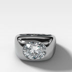 Burnished Solitaire Engagement Ring with Oval Cut Diamond
