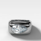 Burnished Solitaire Engagement Ring with Pear Cut Diamond