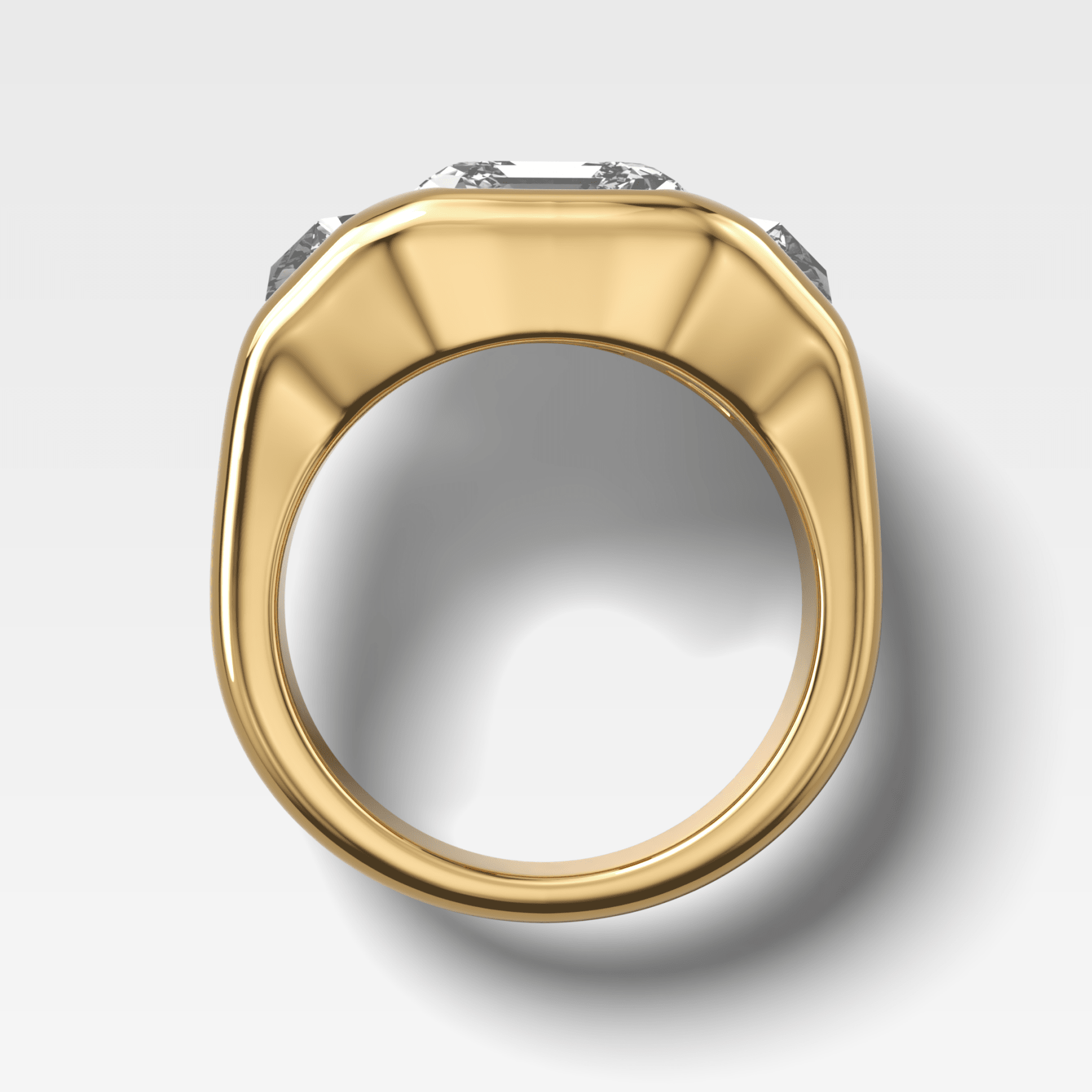 Burnished Three Stone Engagement Ring with Trapezoid Sides & Asscher Cut Diamond Secondary image