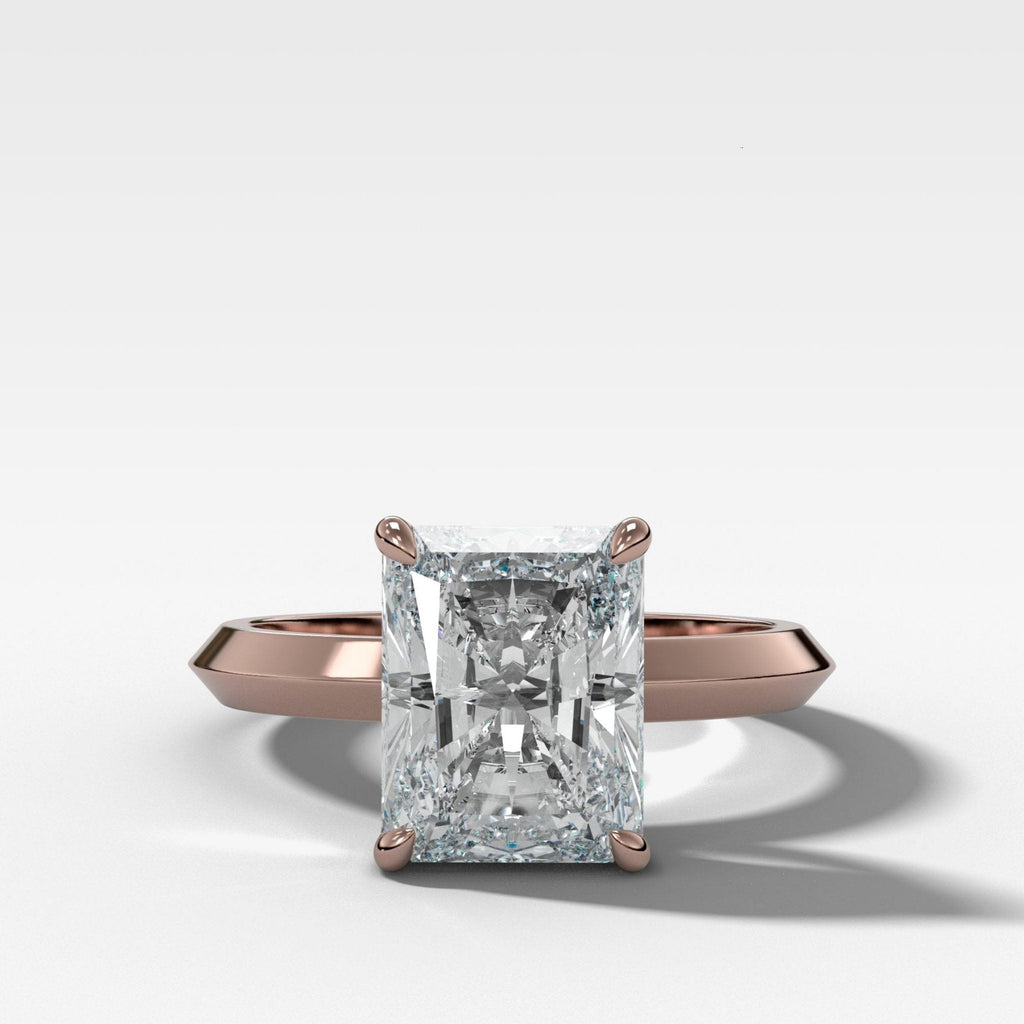 Butter Knife Solitaire Engagement Ring With Elongated Radiant Cut Diamond