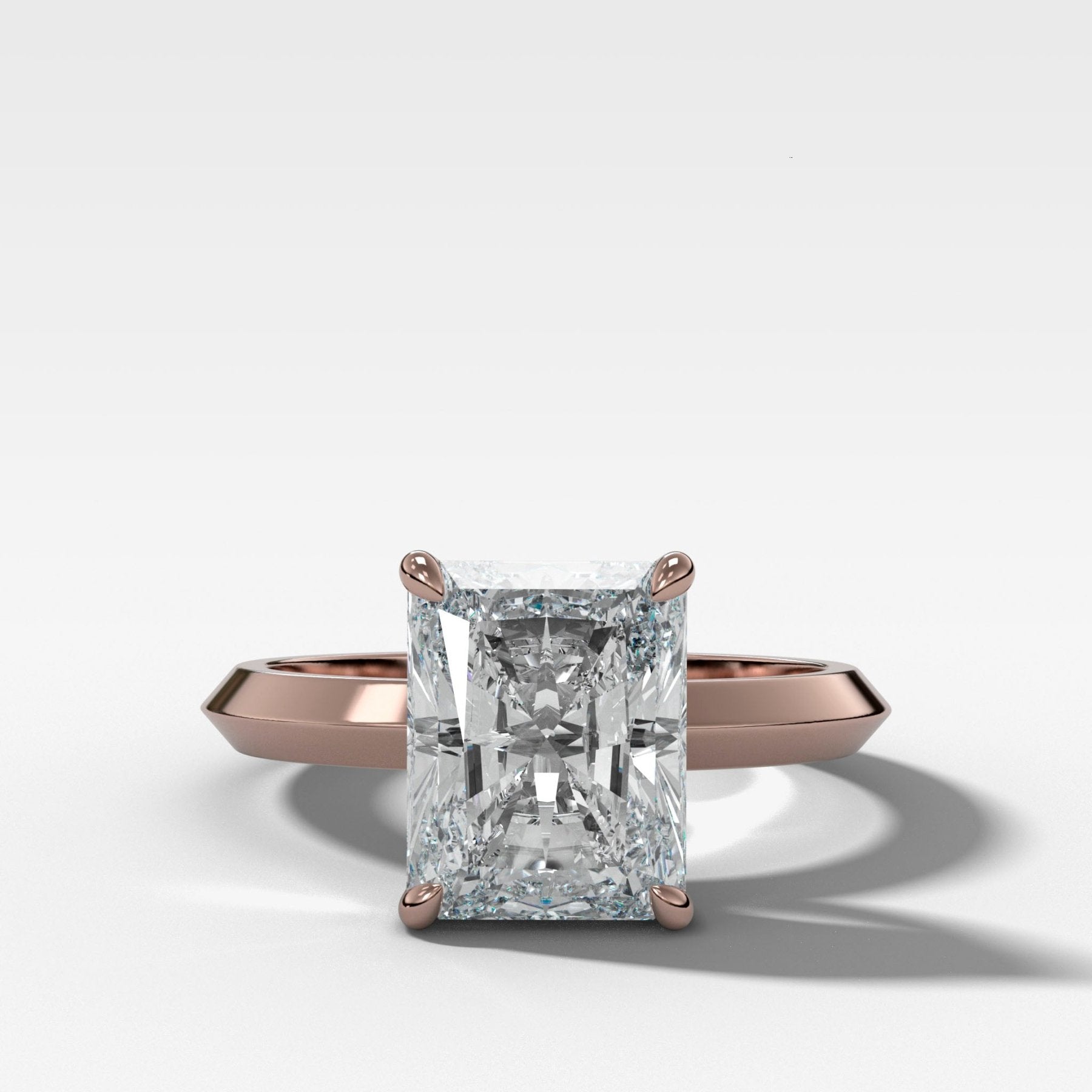 Butter Knife Solitaire Engagement Ring With Elongated Radiant Cut Diamond