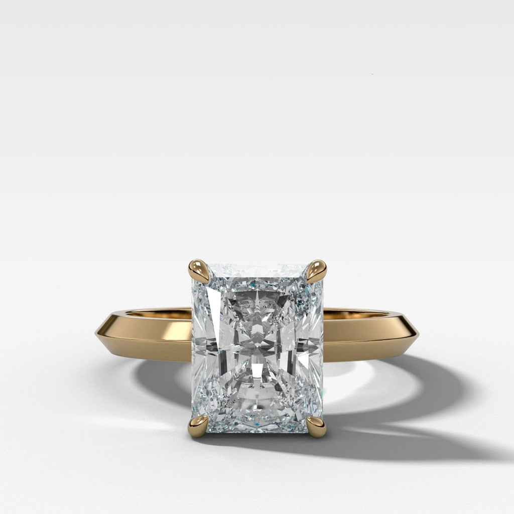 Butter Knife Solitaire Engagement Ring With Elongated Radiant Cut Diamond
