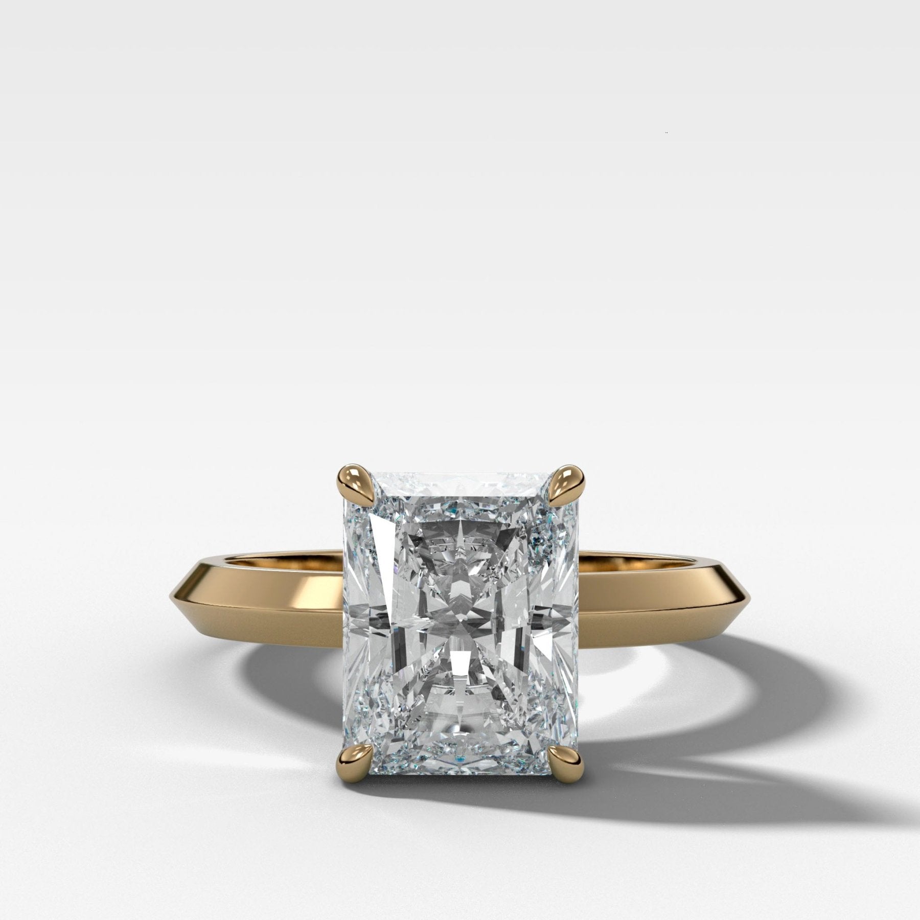 Butter Knife Solitaire Engagement Ring With Elongated Radiant Cut Diamond