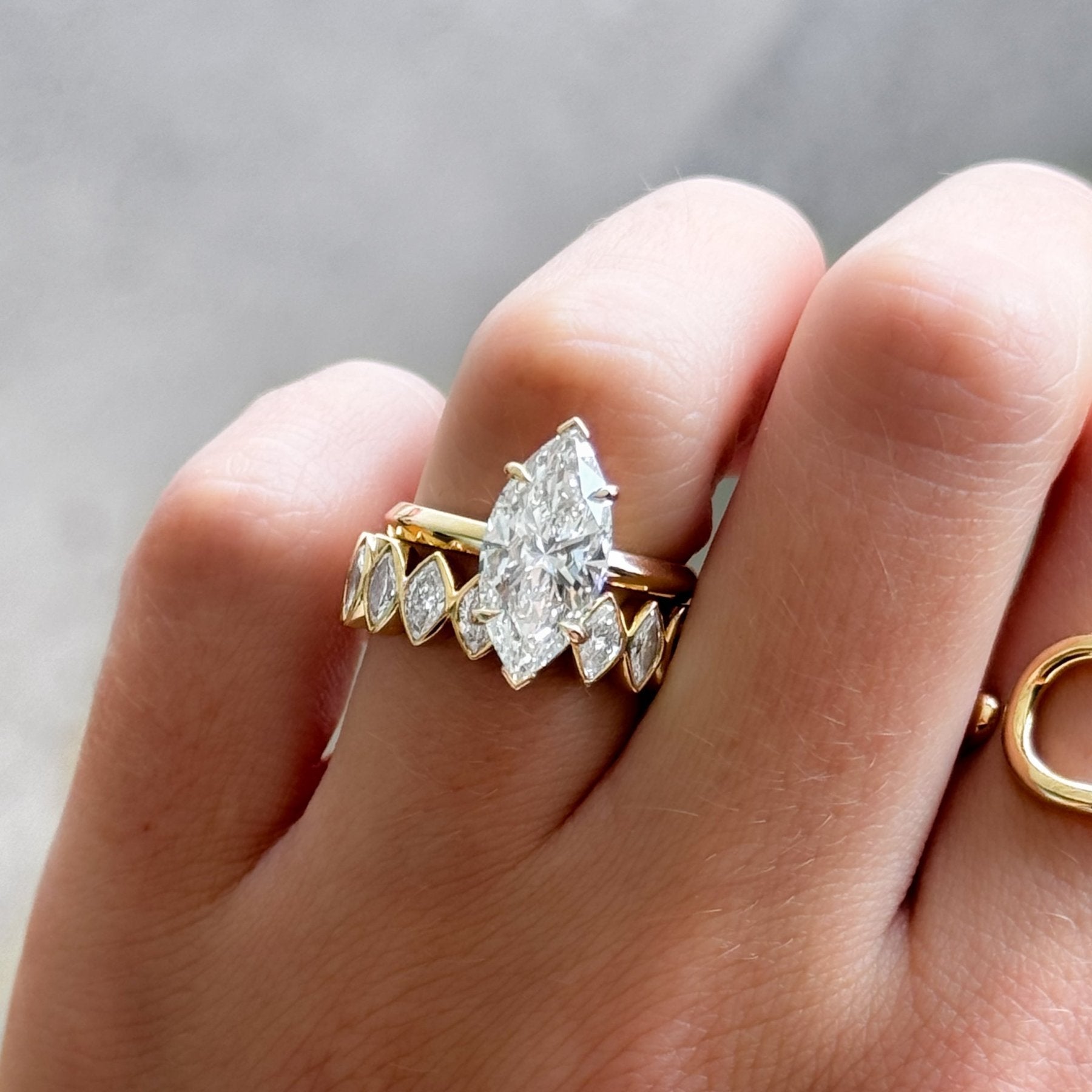 Butter Knife Solitaire Engagement Ring With Marquise Cut Diamond