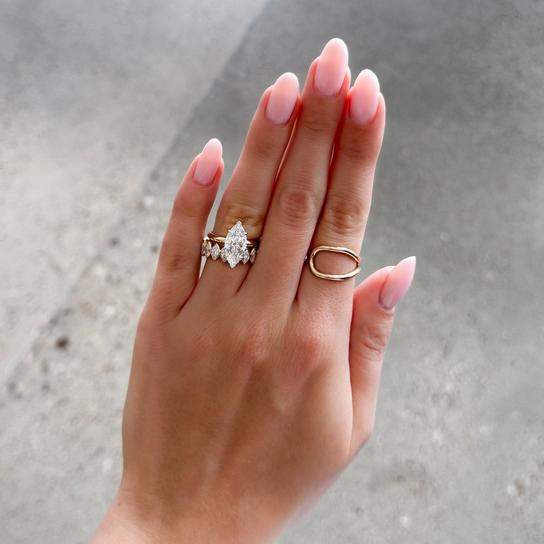 Butter Knife Solitaire Engagement Ring With Marquise Cut Diamond