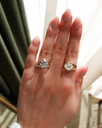 Butter Knife Solitaire Engagement Ring With Round Cut Diamond