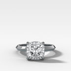 Butter Knife Solitaire Engagement Ring With Square Cushion Cut Diamond