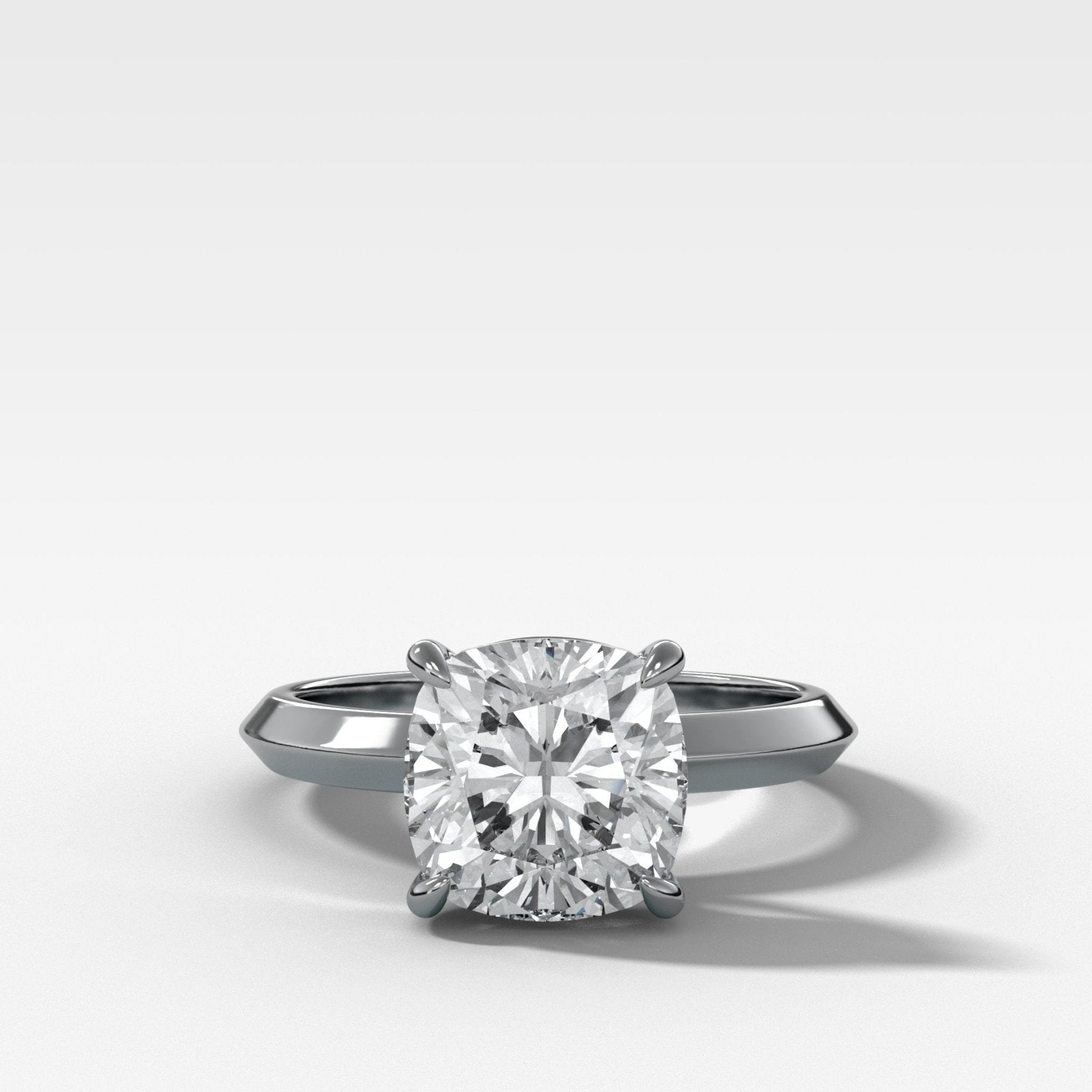 Butter Knife Solitaire Engagement Ring With Square Cushion Cut Diamond