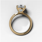 Butter Knife Solitaire Engagement Ring With Square Cushion Cut Diamond