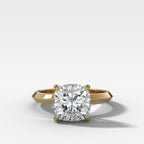 Butter Knife Solitaire Engagement Ring With Square Cushion Cut Diamond