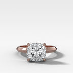 Butter Knife Solitaire Engagement Ring With Square Cushion Cut Diamond