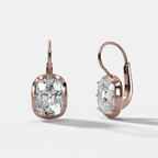 Button Back Dangle Earring with Elongated Cushion Cuts