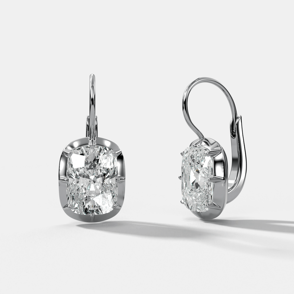 Button Back Dangle Earring with Elongated Cushion Cuts