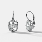 Button Back Dangle Earring with Elongated Cushion Cuts